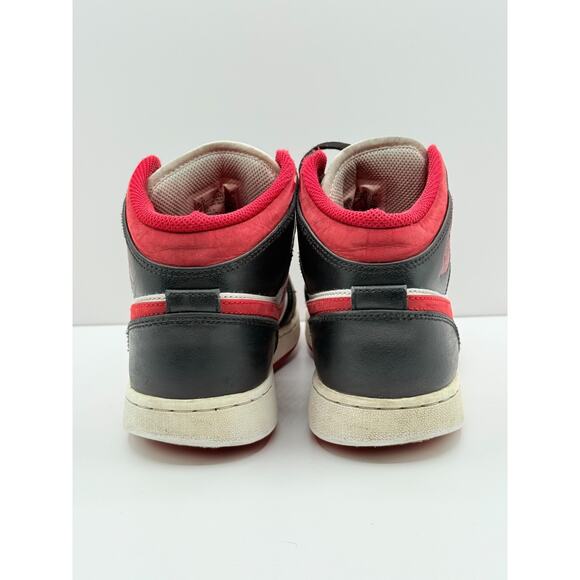 Size 6.5Y Nike Air Jordan 1 Mid Youth White Black Gym Red Shoes DJ4695-122 - Picture 4 of 8